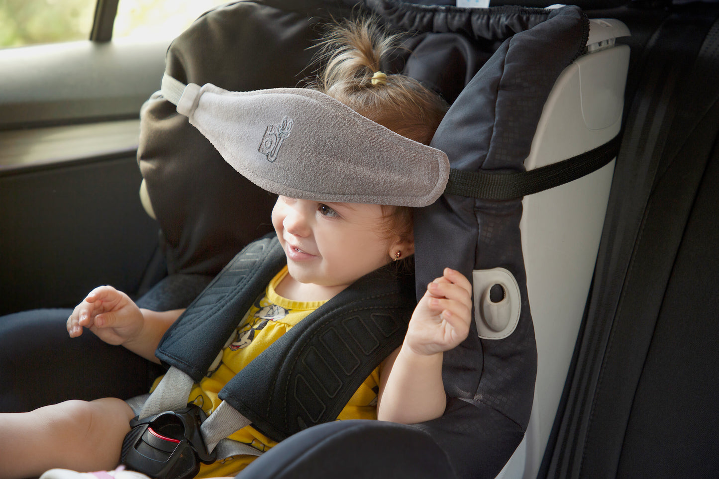 Babyjem auto head & neck support strap /grey / velvet