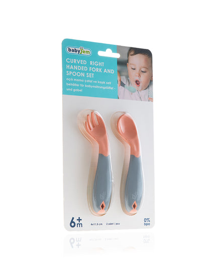 Babyjem Plastic Angled  Fork & Spoon Set - 703