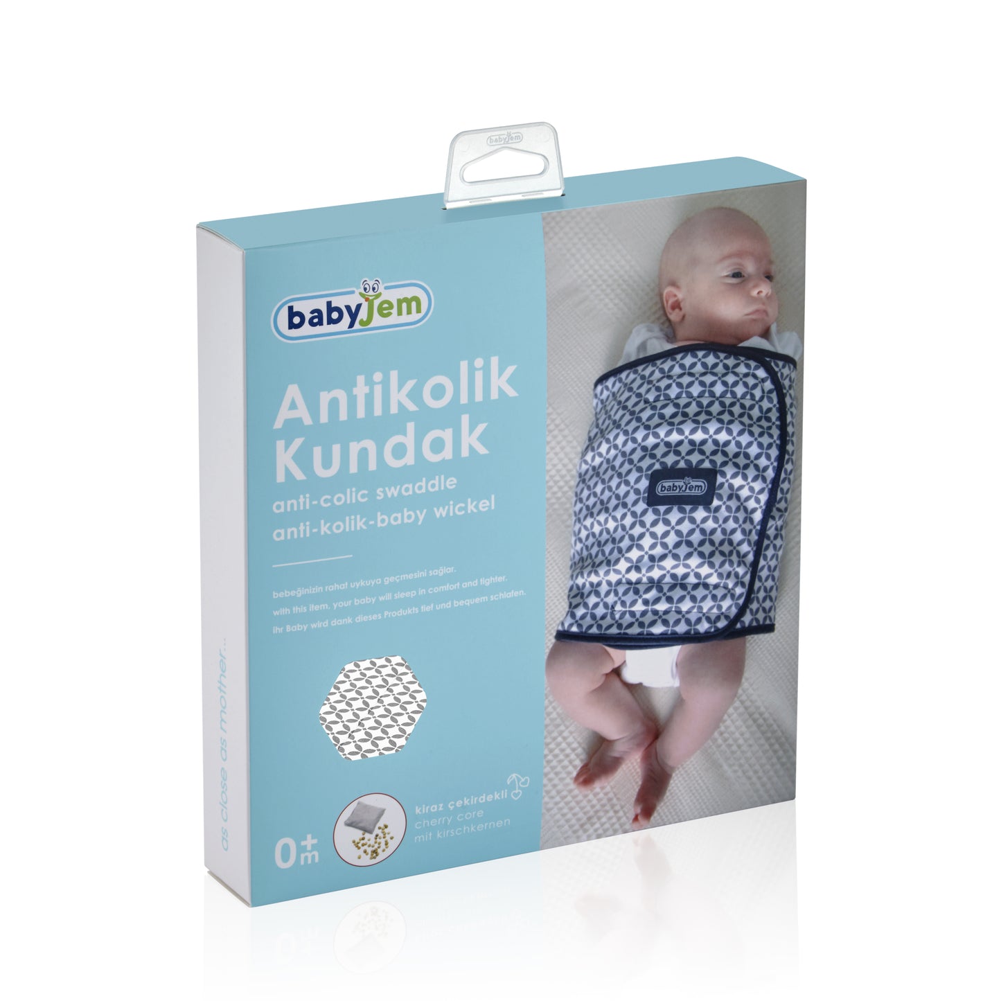 Babyjem prati̇c swaddle with anticolic cherry core bag