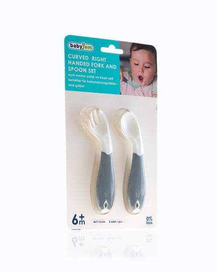 Babyjem Plastic Angled  Fork & Spoon Set - 703