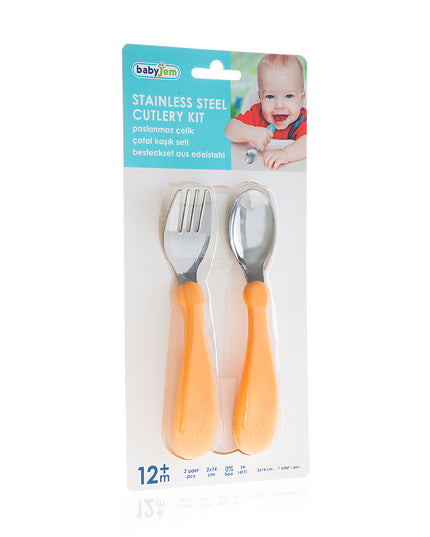 Babyjem Stainless Steel Baby Spoon Fork Set - 522