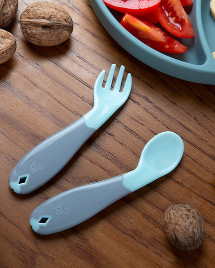 Babyjem Plastic Angled  Fork & Spoon Set - 703