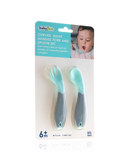 Babyjem Plastic Angled  Fork & Spoon Set - 703