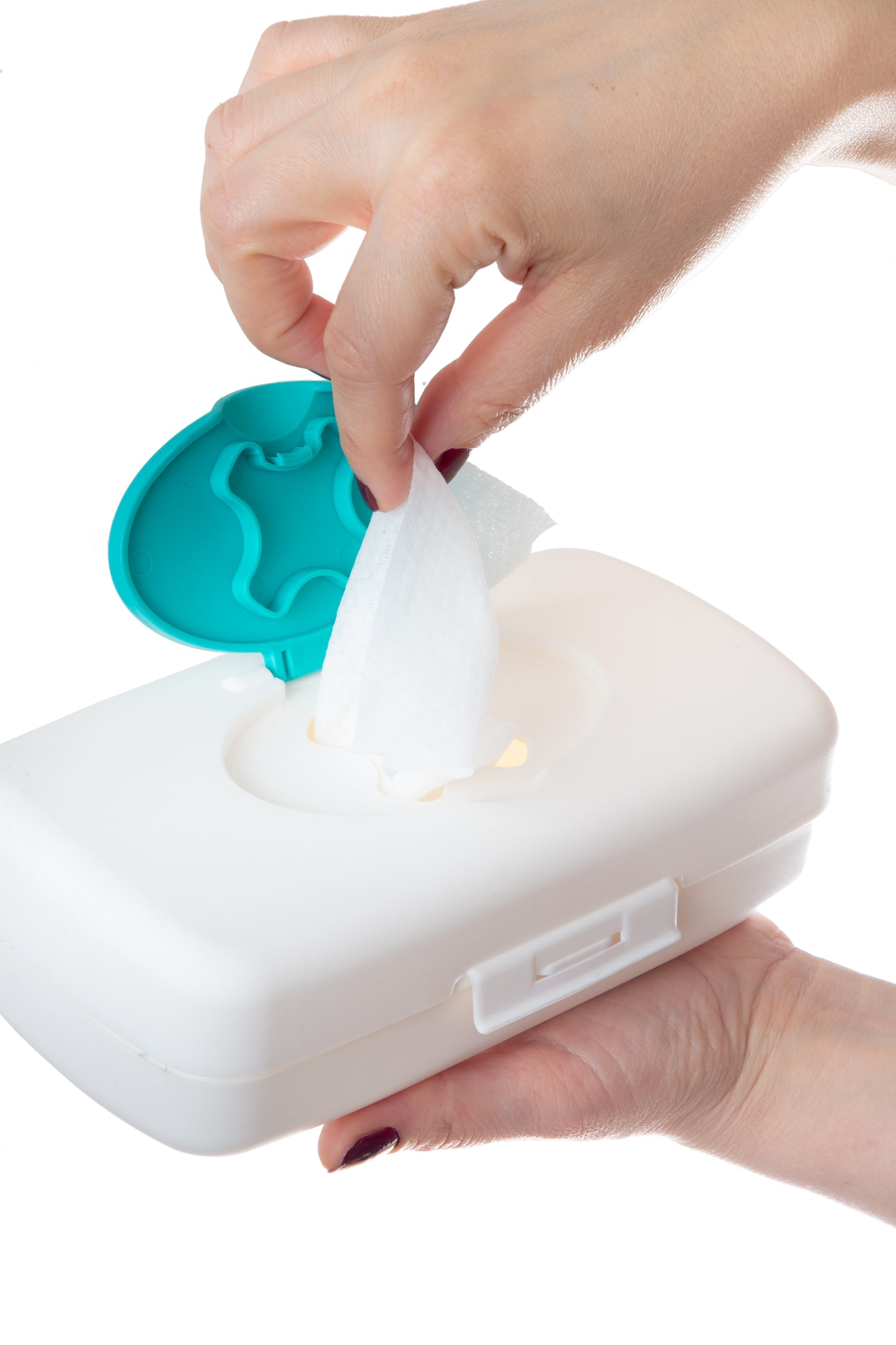 Babyjem wet towel box / turquise & white