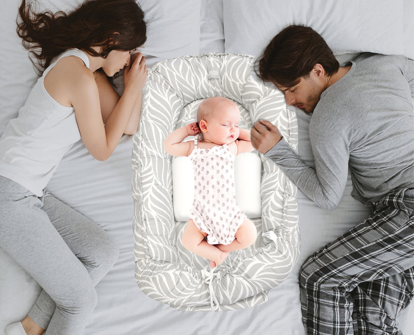 Babyjem babynest / grey leaf