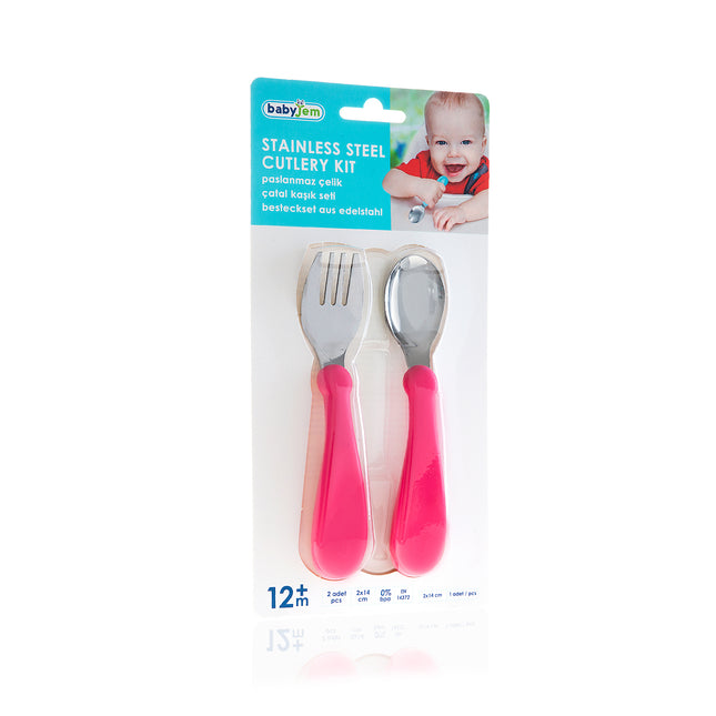 Babyjem Stainless Steel Baby Spoon Fork Set - 522