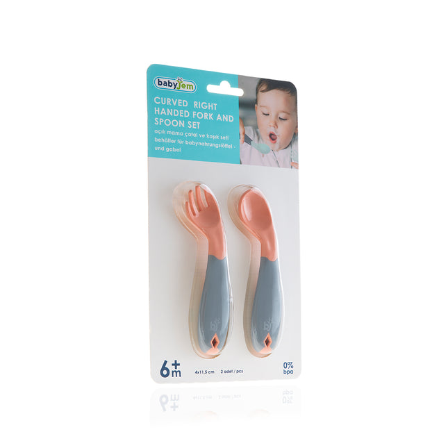 Babyjem Plastic Angled  Fork & Spoon Set - 703