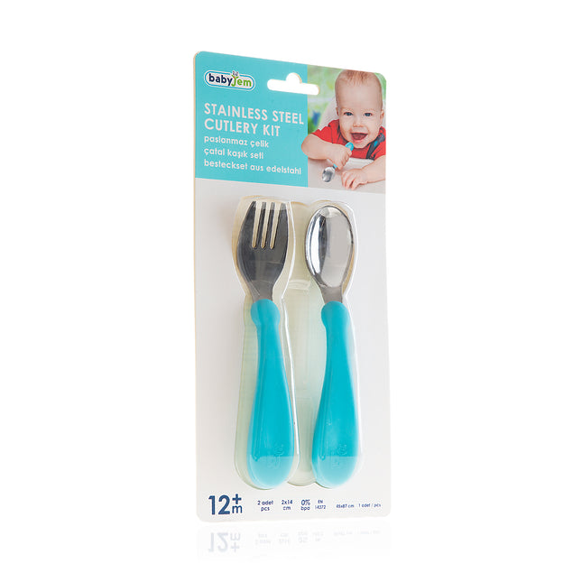 Babyjem Stainless Steel Baby Spoon Fork Set - 522