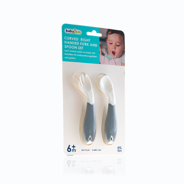 Babyjem Plastic Angled  Fork & Spoon Set - 703