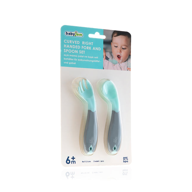 Babyjem Plastic Angled  Fork & Spoon Set - 703